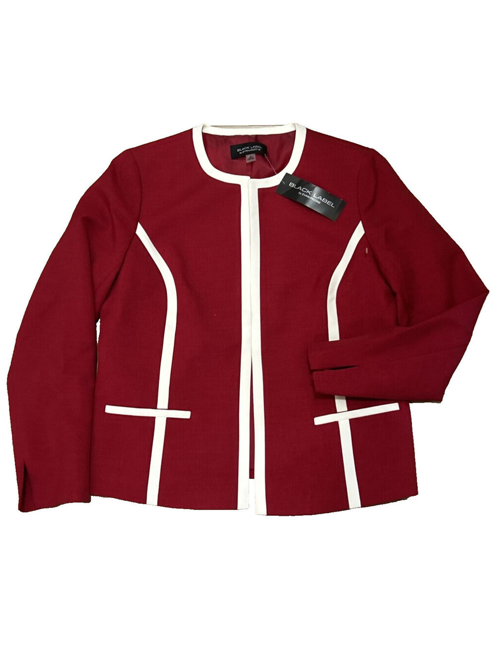 Evan Picone Black Label Size 10 NWT Crimson Cream Red Blazer Business Holiday